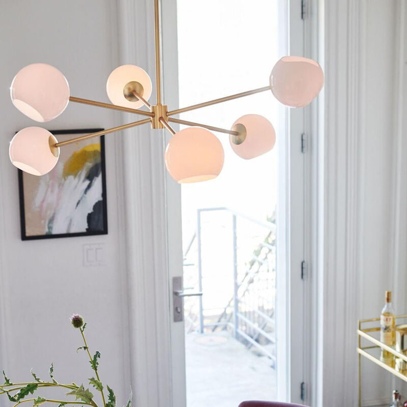 West Elm Staggered Glass 6-Light Chandelier image number 1